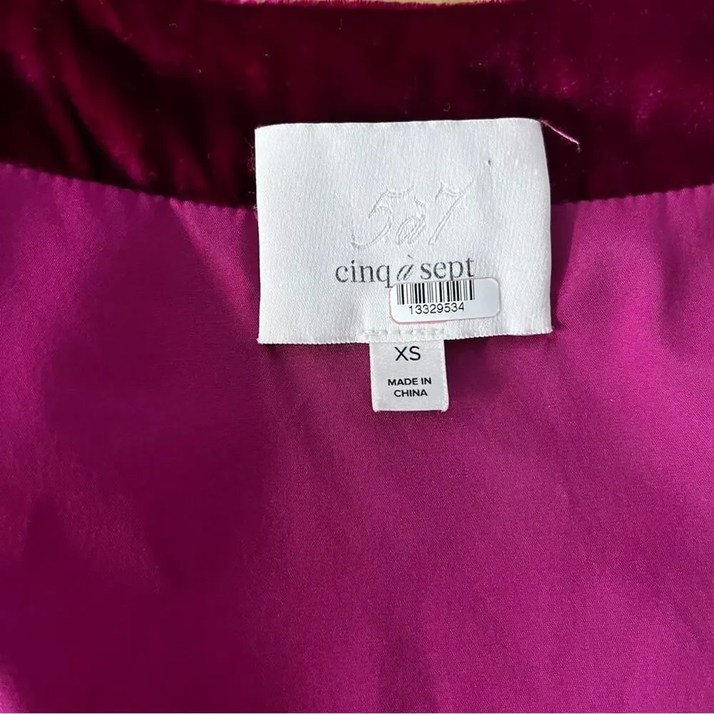 Cinq à Sept Theo Velvet Faux Wrap top pink - XS